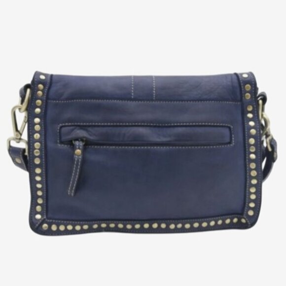 Bolsa Nova Marisa Navy Leather Crossbody Handbag Removable Straps & Studded Trim - Picture 4 of 9